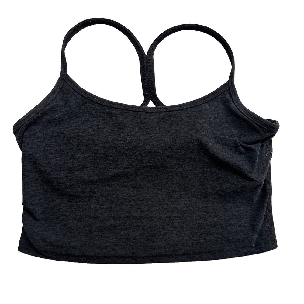 Beyond Yoga Spacedye Slim Racerback Cropped Tank Large Heathered Black Charcoal